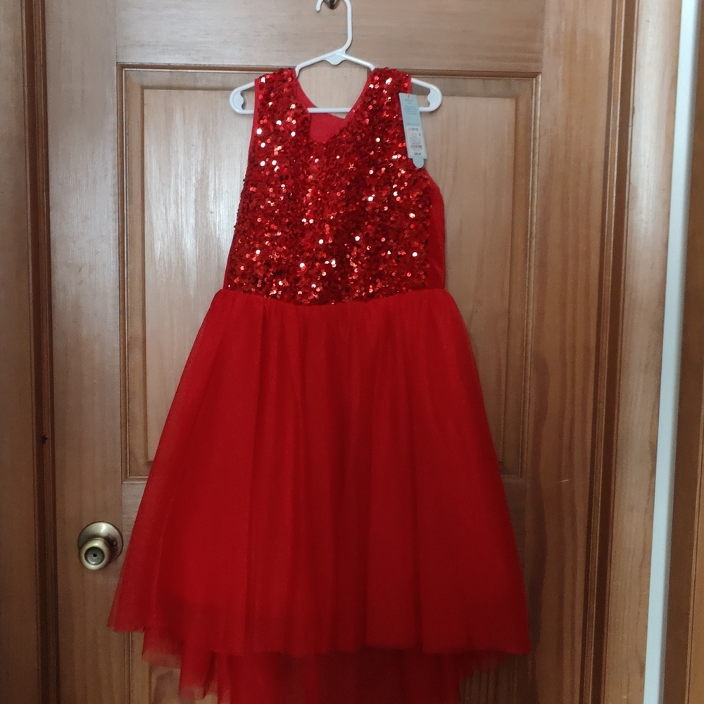 Girls Red Sequin Tulle Party Dress - Brand: